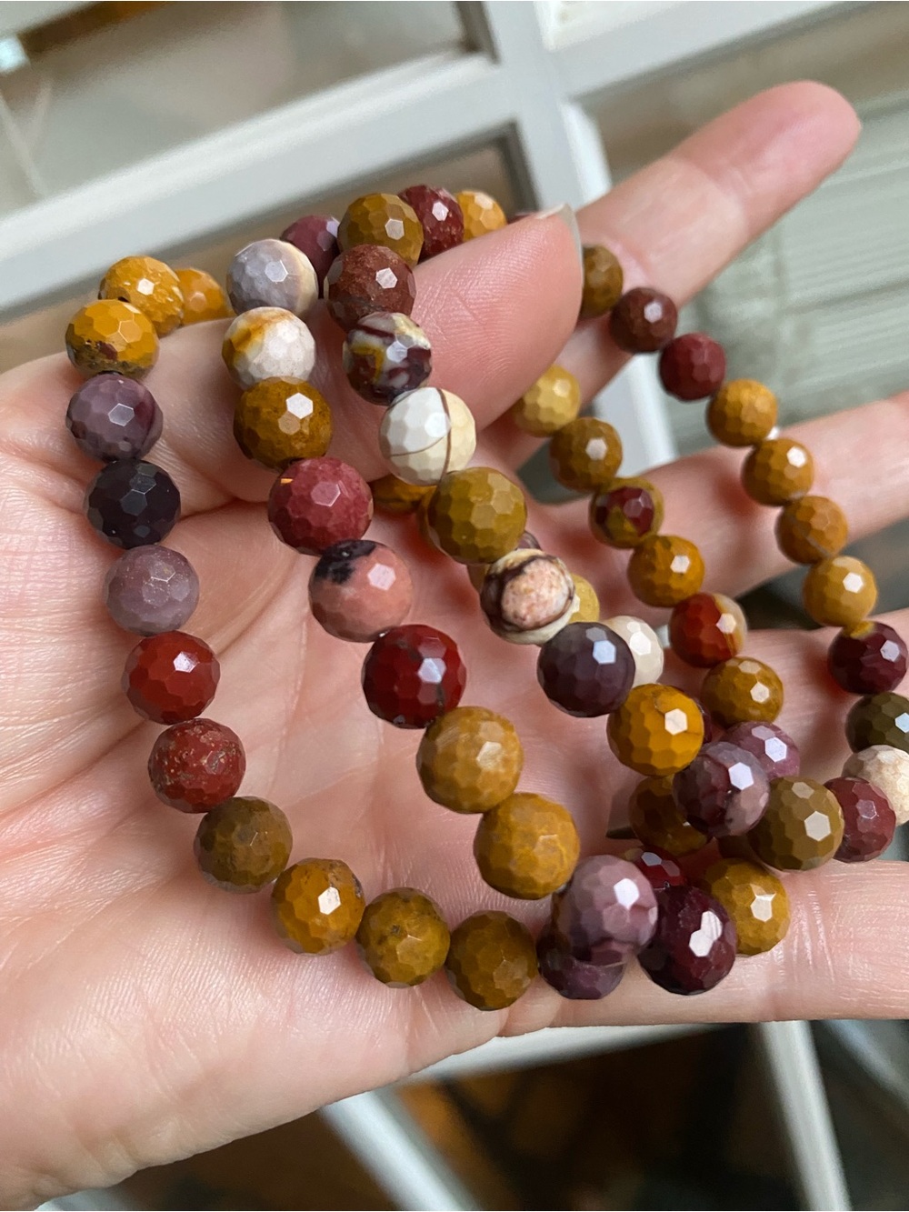 ❤️💛💜 8mm Faceted Mookaite Crystal Bracelets 💜💛❤️